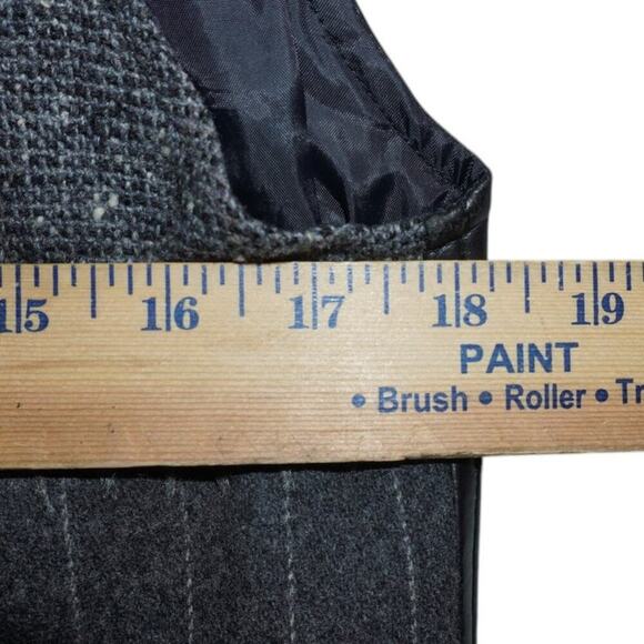 Vintage G. Boss Patchwork Wool & Leather Vest Gray Black Geometric – Size L - Picture 6 of 8